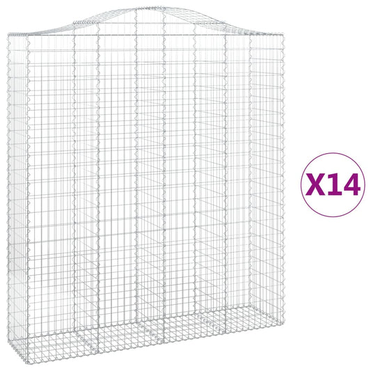 vidaXL Συρματοκιβώτια Τοξωτά 14 τεμ. 200x50x220/240 εκ. Γαλβαν. Ατσάλι