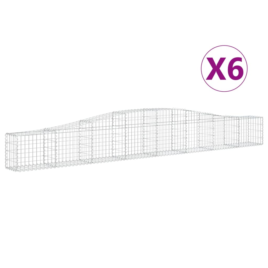 vidaXL Συρματοκιβώτια Τοξωτά 6 τεμ. 400x30x40/60 εκ. Γαλβαν. Ατσάλι