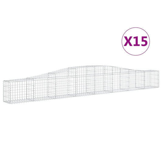 vidaXL Συρματοκιβώτια Τοξωτά 15 τεμ. 400x30x40/60 εκ. Γαλβαν. Ατσάλι