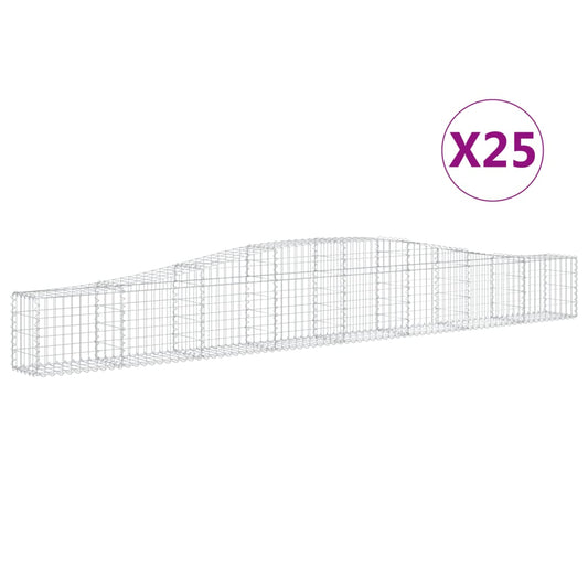 vidaXL Συρματοκιβώτια Τοξωτά 25 τεμ. 400x30x40/60 εκ. Γαλβαν. Ατσάλι