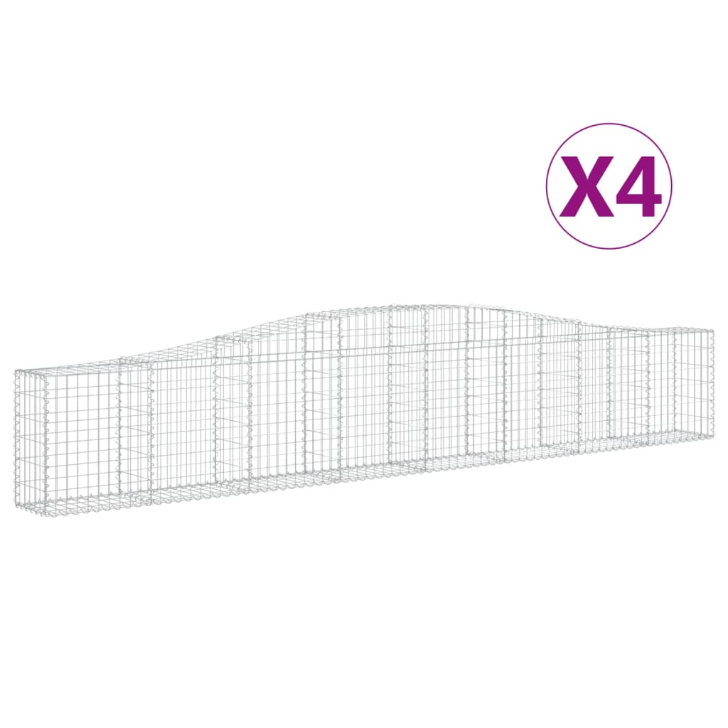 vidaXL Συρματοκιβώτια Τοξωτά 4 τεμ. 400x30x60/80 εκ. Γαλβαν. Ατσάλι
