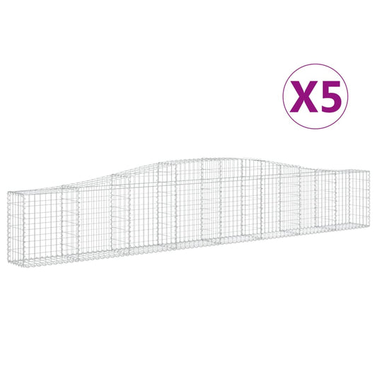 vidaXL Συρματοκιβώτια Τοξωτά 5 τεμ. 400x30x60/80 εκ. Γαλβαν. Ατσάλι