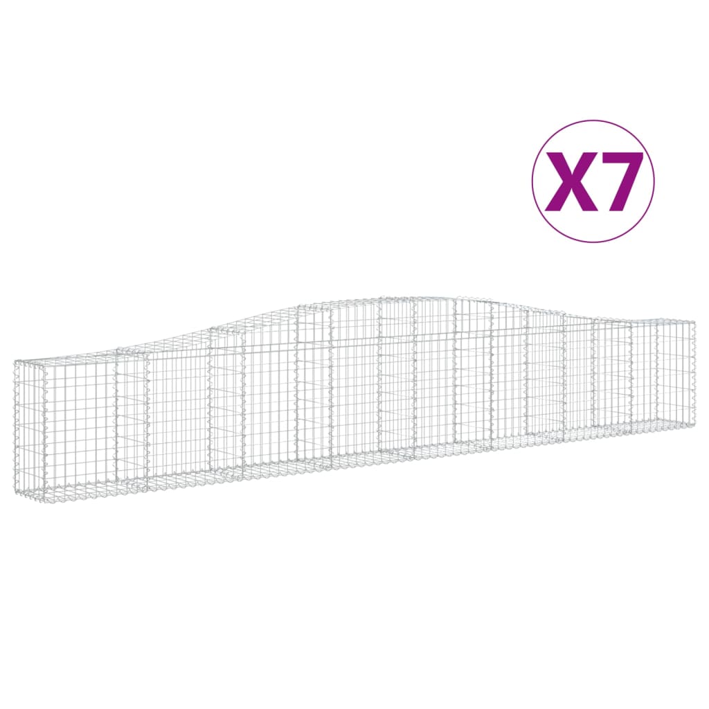 vidaXL Συρματοκιβώτια Τοξωτά 7 τεμ. 400x30x60/80 εκ. Γαλβαν. Ατσάλι