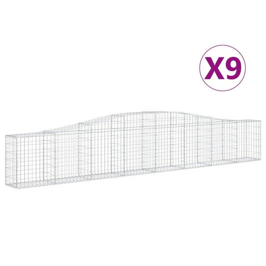 vidaXL Συρματοκιβώτια Τοξωτά 9 τεμ. 400x30x60/80 εκ. Γαλβαν. Ατσάλι