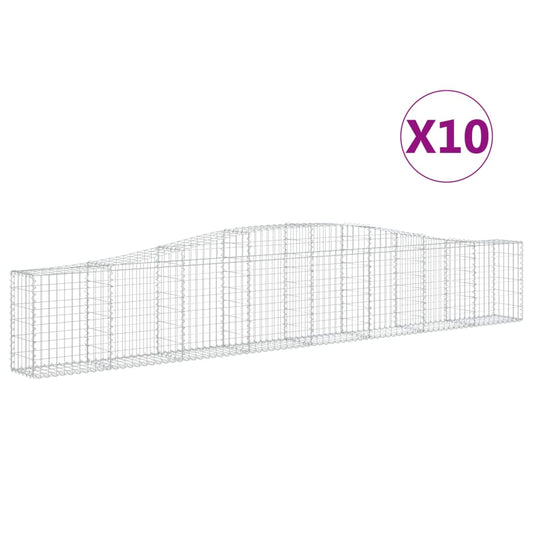 vidaXL Συρματοκιβώτια Τοξωτά 10 τεμ. 400x30x60/80 εκ. Γαλβαν. Ατσάλι