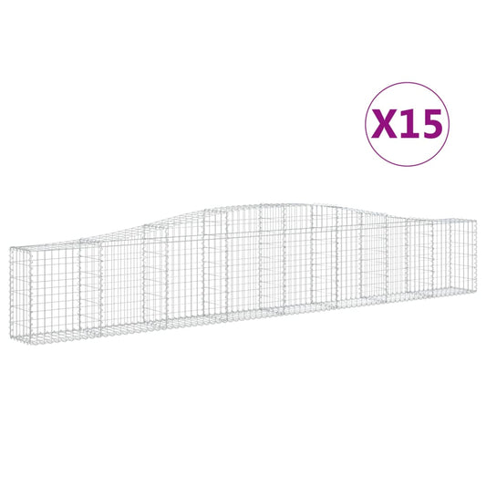vidaXL Συρματοκιβώτια Τοξωτά 15 τεμ. 400x30x60/80 εκ. Γαλβαν. Ατσάλι