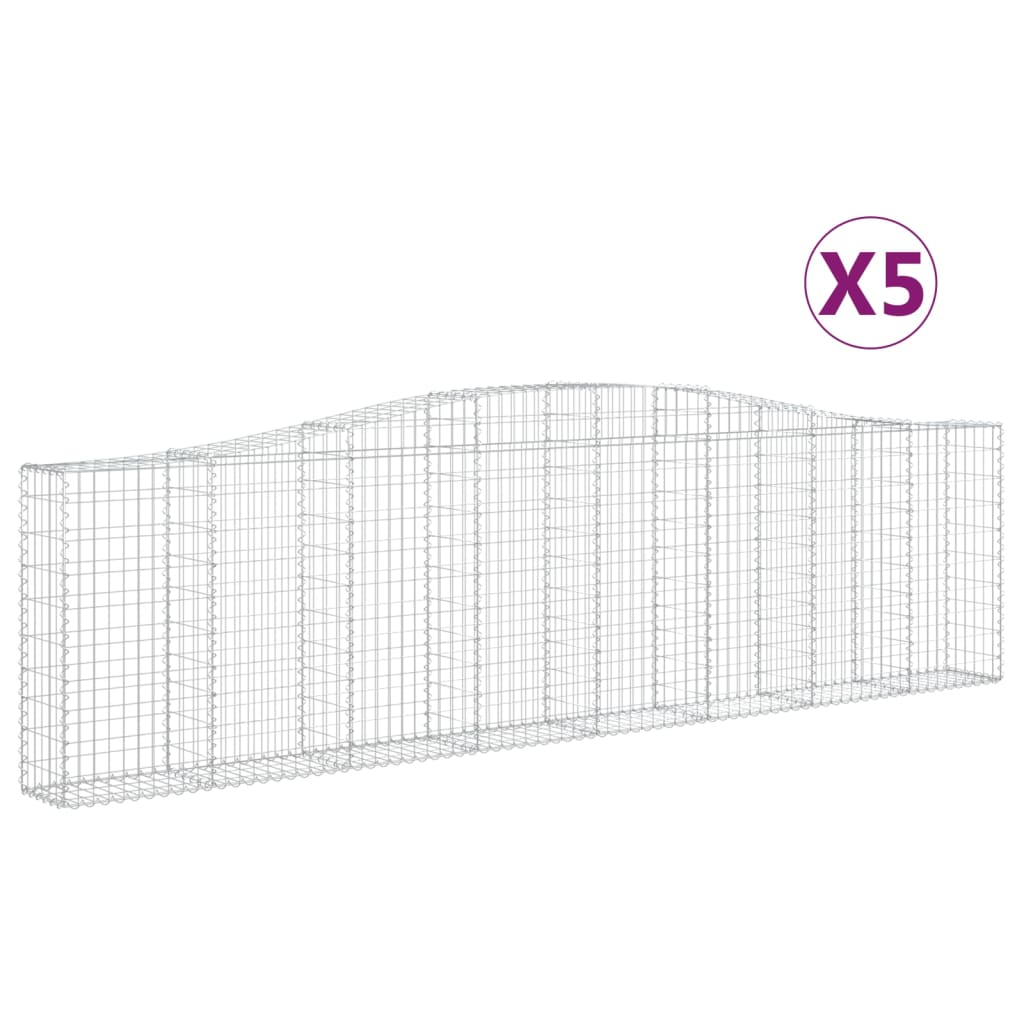 vidaXL Συρματοκιβώτια Τοξωτά 5 τεμ. 400x30x100/120 εκ. Γαλβαν. Ατσάλι