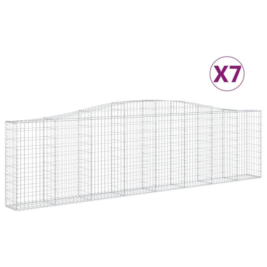 vidaXL Συρματοκιβώτια Τοξωτά 7 τεμ. 400x30x100/120 εκ. Γαλβαν. Ατσάλι