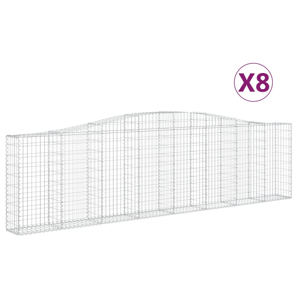 vidaXL Συρματοκιβώτια Τοξωτά 8 τεμ. 400x30x100/120 εκ. Γαλβαν. Ατσάλι