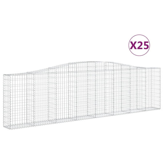 vidaXL Συρματοκιβώτια Τοξωτά 25 τεμ. 400x30x100/120 εκ. Γαλβαν. Ατσάλι
