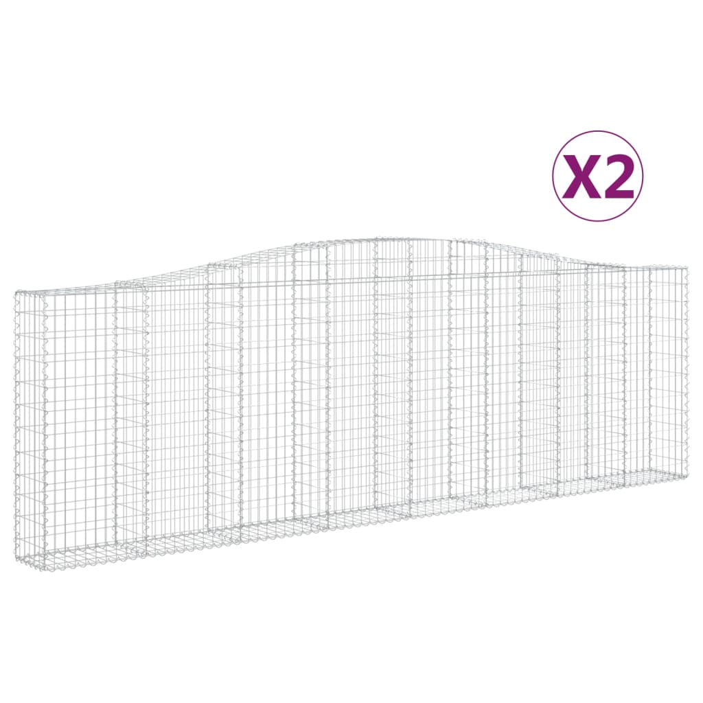 vidaXL Συρματοκιβώτια Τοξωτά 2 τεμ. 400x30x120/140 εκ. Γαλβαν. Ατσάλι