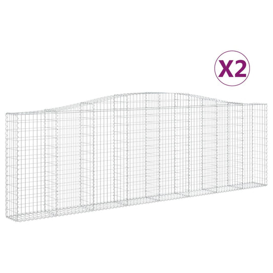 vidaXL Συρματοκιβώτια Τοξωτά 2 τεμ. 400x30x120/140 εκ. Γαλβαν. Ατσάλι