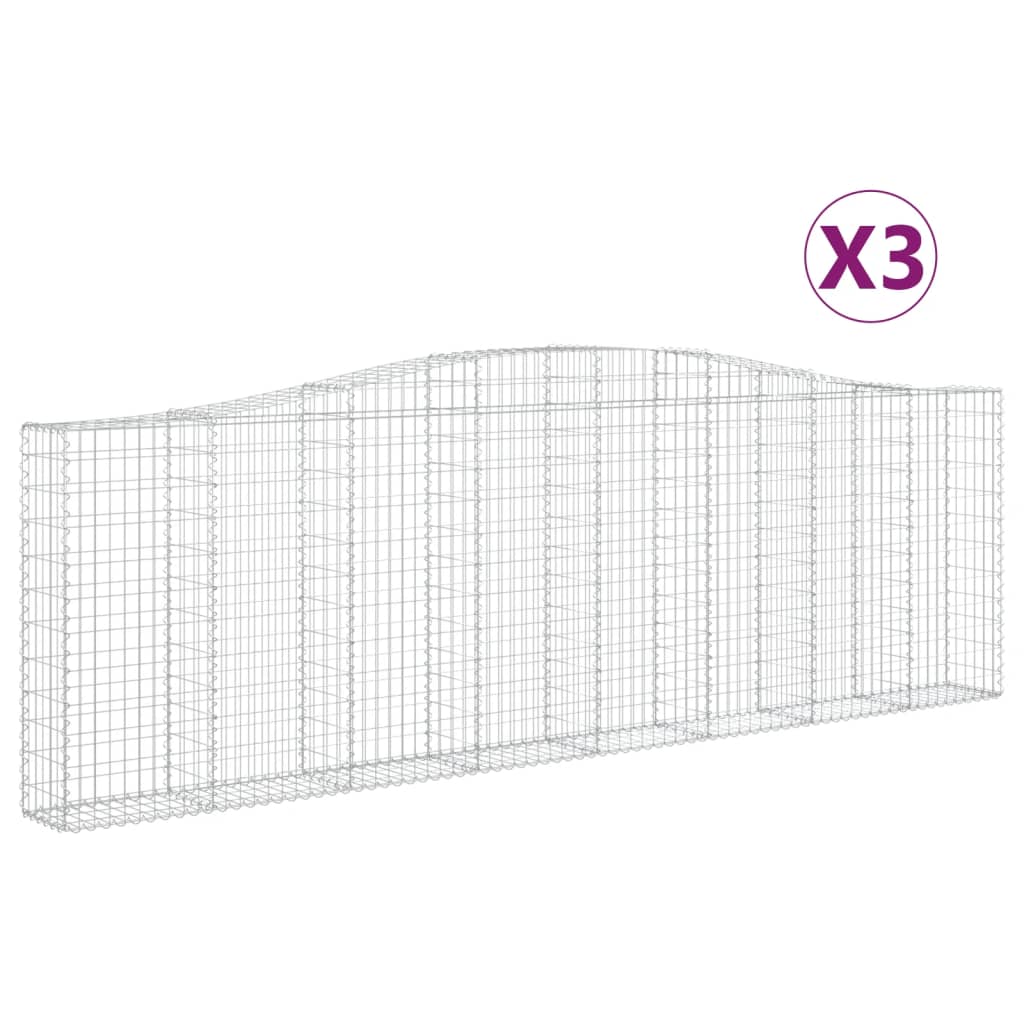 vidaXL Συρματοκιβώτια Τοξωτά 3 τεμ. 400x30x120/140 εκ. Γαλβαν. Ατσάλι