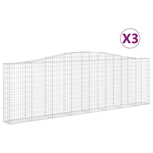 vidaXL Συρματοκιβώτια Τοξωτά 3 τεμ. 400x30x120/140 εκ. Γαλβαν. Ατσάλι