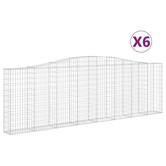 vidaXL Συρματοκιβώτια Τοξωτά 6 τεμ. 400x30x120/140 εκ. Γαλβαν. Ατσάλι