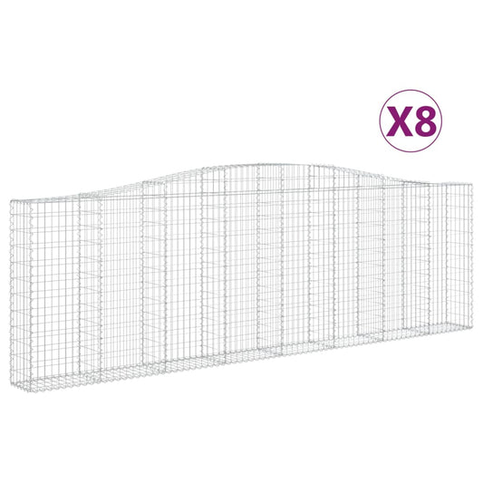 vidaXL Συρματοκιβώτια Τοξωτά 8 τεμ. 400x30x120/140 εκ. Γαλβαν. Ατσάλι