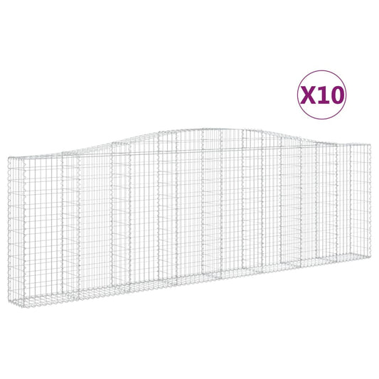 vidaXL Συρματοκιβώτια Τοξωτά 10 τεμ. 400x30x120/140 εκ. Γαλβαν. Ατσάλι