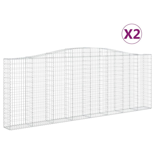 vidaXL Συρματοκιβώτια Τοξωτά 2 τεμ. 400x30x140/160 εκ. Γαλβαν. Ατσάλι