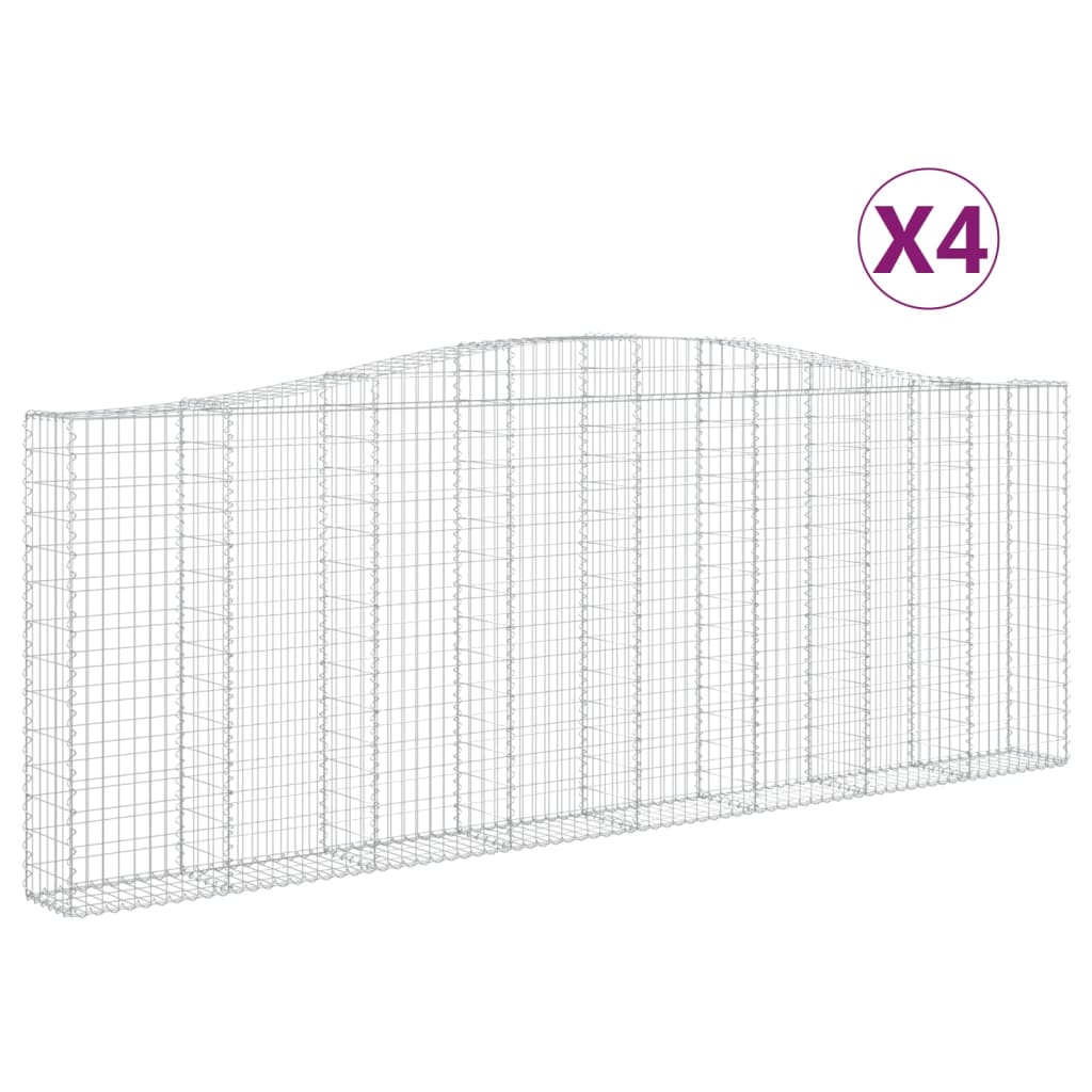 vidaXL Συρματοκιβώτια Τοξωτά 4 τεμ. 400x30x140/160 εκ. Γαλβαν. Ατσάλι
