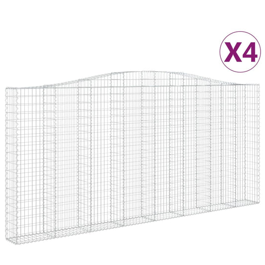 vidaXL Συρματοκιβώτια Τοξωτά 4 τεμ. 400x30x180/200 εκ. Γαλβαν. Ατσάλι