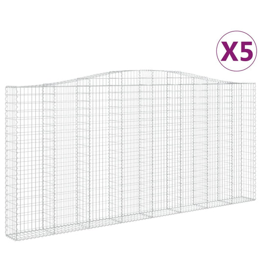 vidaXL Συρματοκιβώτια Τοξωτά 5 τεμ. 400x30x180/200 εκ. Γαλβαν. Ατσάλι