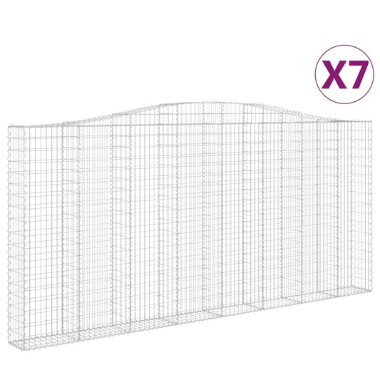 vidaXL Συρματοκιβώτια Τοξωτά 7 τεμ. 400x30x180/200 εκ. Γαλβαν. Ατσάλι