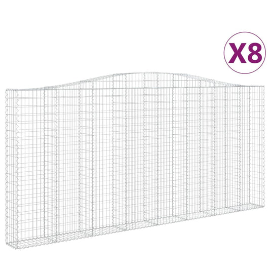 vidaXL Συρματοκιβώτια Τοξωτά 8 τεμ. 400x30x180/200 εκ. Γαλβαν. Ατσάλι
