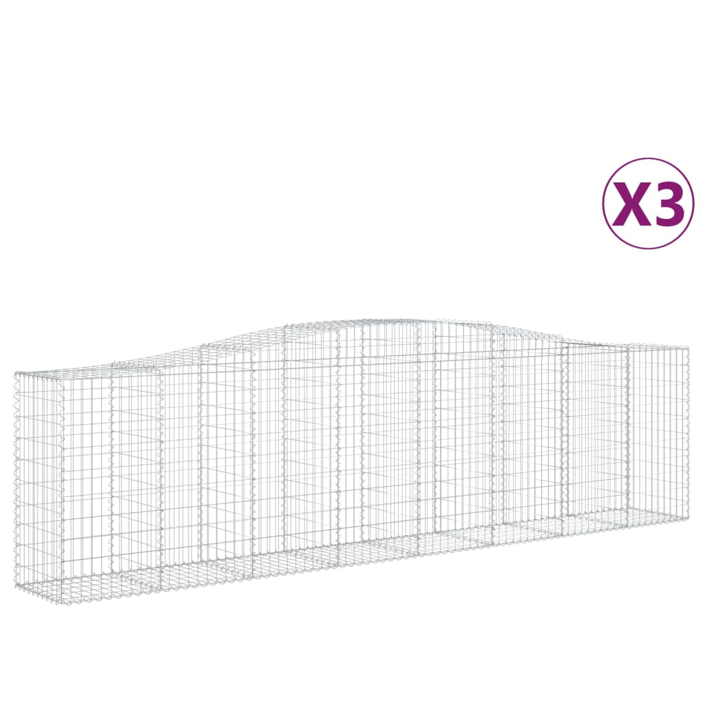 vidaXL Συρματοκιβώτια Τοξωτά 3 τεμ. 400x50x100/120 εκ. Γαλβαν. Ατσάλι