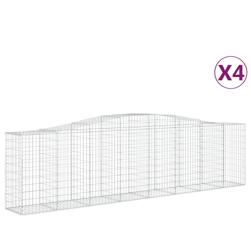 vidaXL Συρματοκιβώτια Τοξωτά 4 τεμ. 400x50x100/120 εκ. Γαλβαν. Ατσάλι