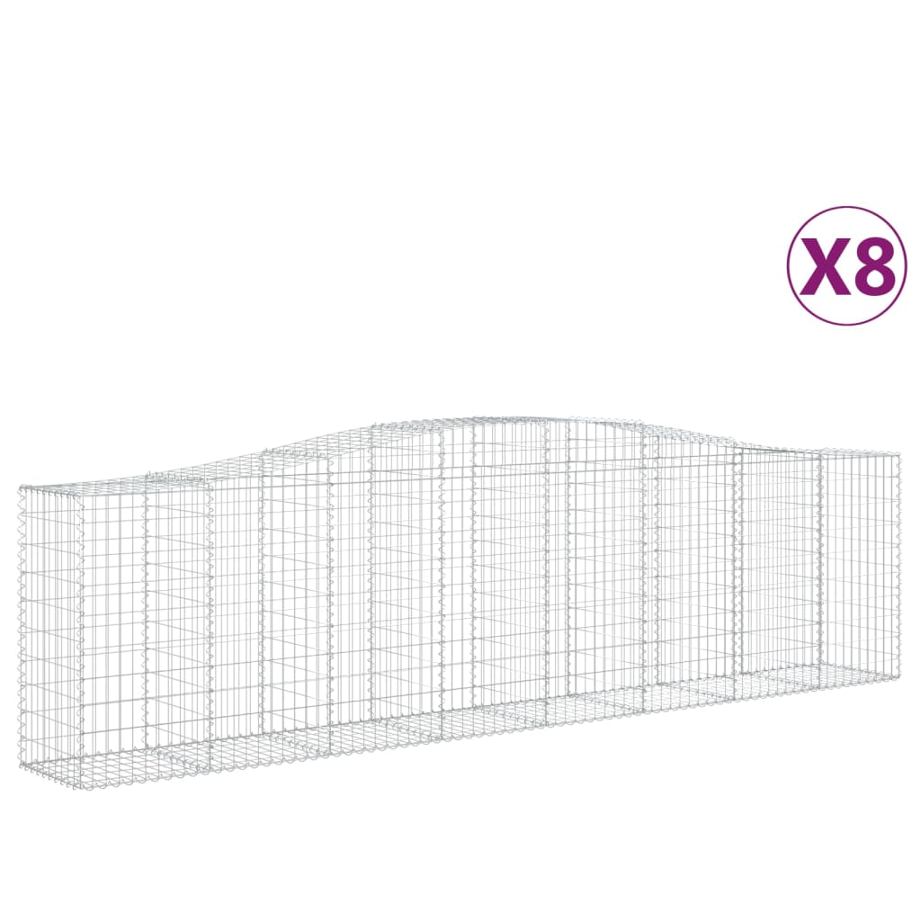 vidaXL Συρματοκιβώτια Τοξωτά 8 τεμ. 400x50x100/120 εκ. Γαλβαν. Ατσάλι