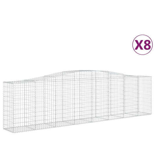vidaXL Συρματοκιβώτια Τοξωτά 8 τεμ. 400x50x100/120 εκ. Γαλβαν. Ατσάλι