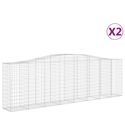 vidaXL Συρματοκιβώτια Τοξωτά 2 τεμ. 400x50x120/140 εκ. Γαλβαν. Ατσάλι