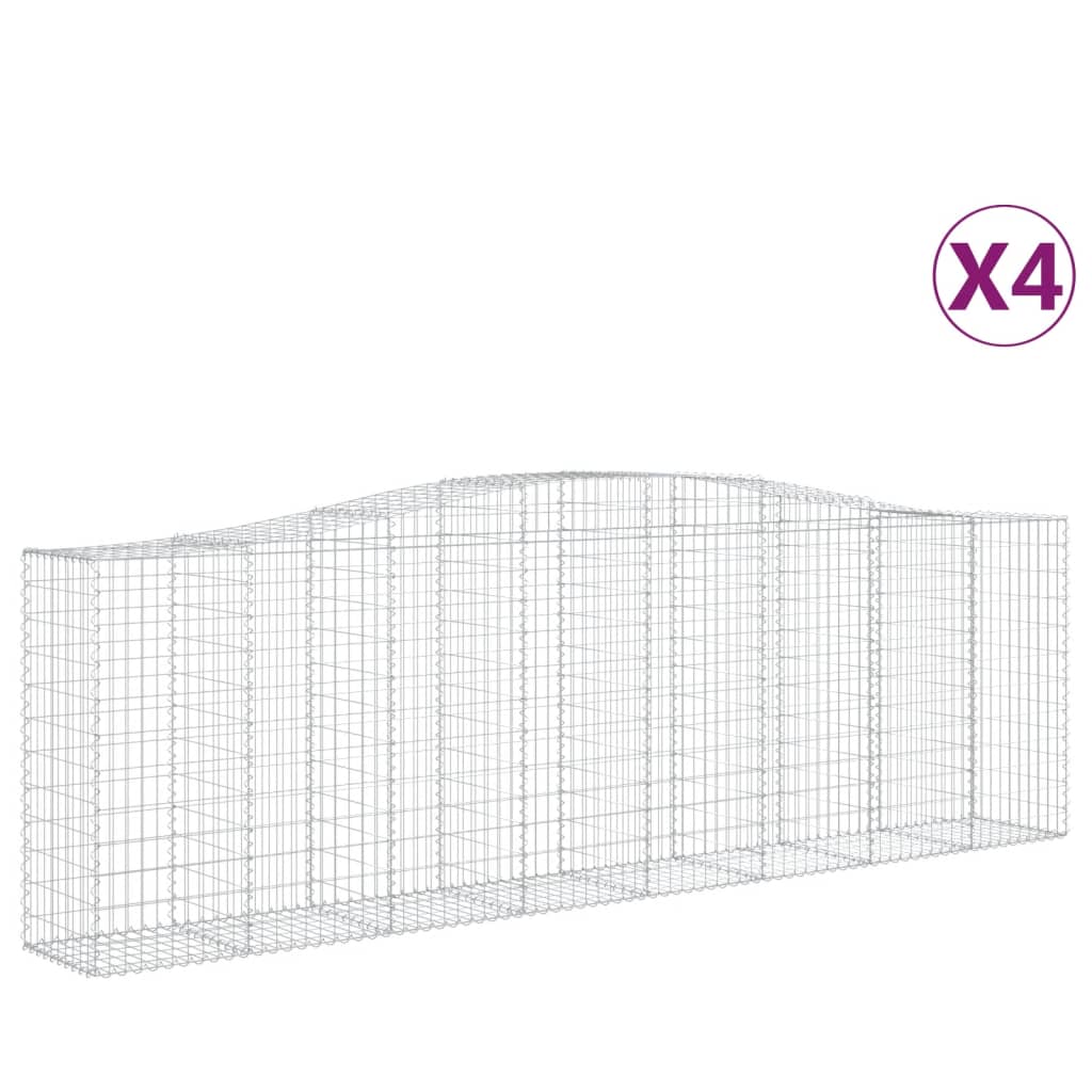 vidaXL Συρματοκιβώτια Τοξωτά 4 τεμ. 400x50x120/140 εκ. Γαλβαν. Ατσάλι
