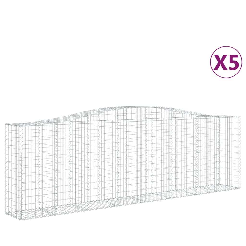 vidaXL Συρματοκιβώτια Τοξωτά 5 τεμ. 400x50x120/140 εκ. Γαλβαν. Ατσάλι
