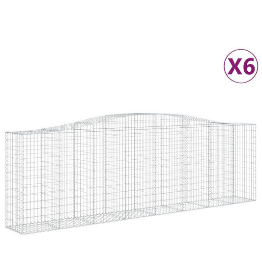 vidaXL Συρματοκιβώτια Τοξωτά 6 τεμ. 400x50x120/140 εκ. Γαλβαν. Ατσάλι