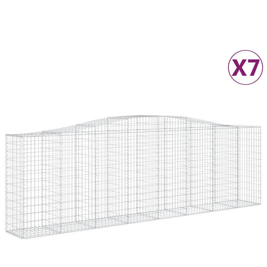 vidaXL Συρματοκιβώτια Τοξωτά 7 τεμ. 400x50x120/140 εκ. Γαλβαν. Ατσάλι