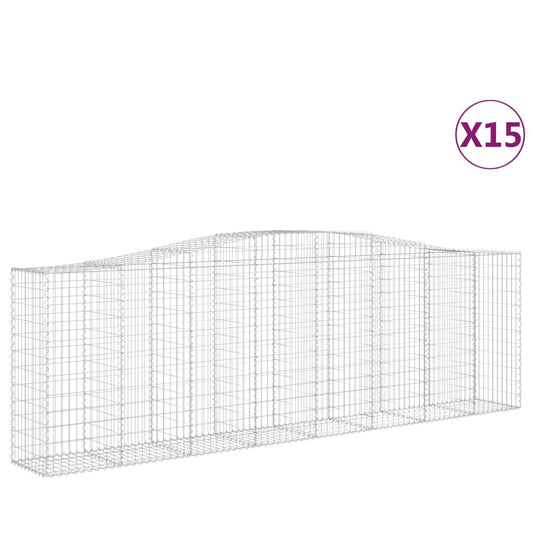 vidaXL Συρματοκιβώτια Τοξωτά 15 τεμ. 400x50x120/140 εκ. Γαλβαν. Ατσάλι