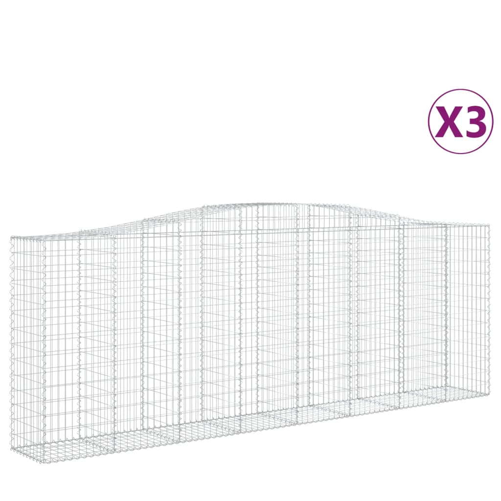 vidaXL Συρματοκιβώτια Τοξωτά 3 τεμ. 400x50x140/160 εκ. Γαλβαν. Ατσάλι