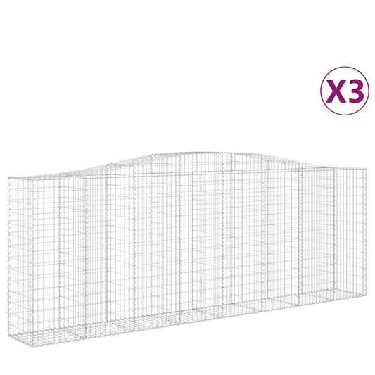 vidaXL Συρματοκιβώτια Τοξωτά 3 τεμ. 400x50x140/160 εκ. Γαλβαν. Ατσάλι