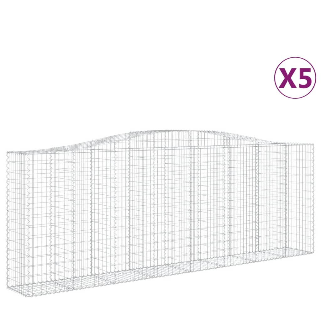 vidaXL Συρματοκιβώτια Τοξωτά 5 τεμ. 400x50x140/160 εκ. Γαλβαν. Ατσάλι