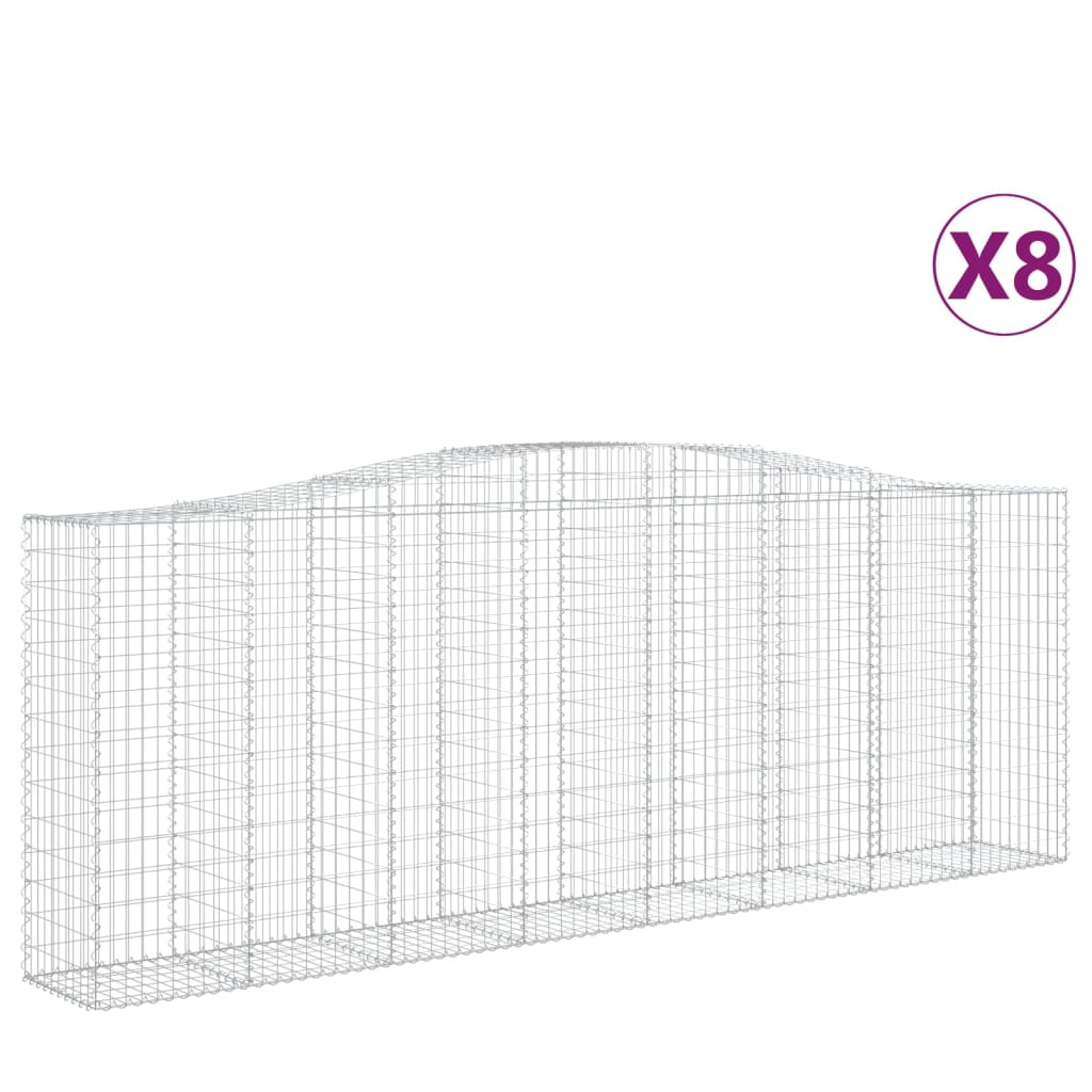 vidaXL Συρματοκιβώτια Τοξωτά 8 τεμ. 400x50x140/160 εκ. Γαλβαν. Ατσάλι