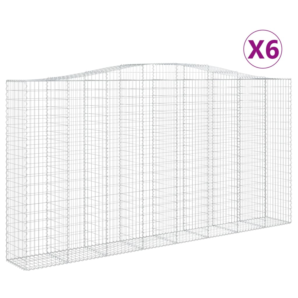 vidaXL Συρματοκιβώτια Τοξωτά 6 τεμ. 400x50x200/220 εκ. Γαλβαν. Ατσάλι