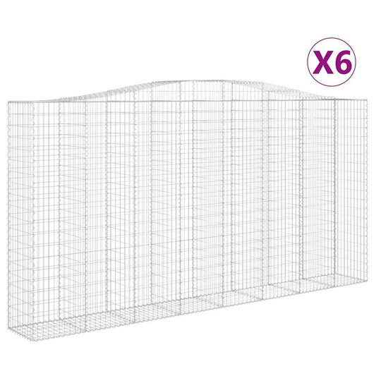 vidaXL Συρματοκιβώτια Τοξωτά 6 τεμ. 400x50x200/220 εκ. Γαλβαν. Ατσάλι