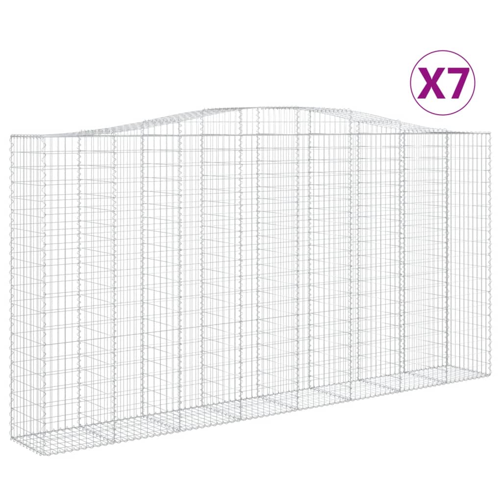 vidaXL Συρματοκιβώτια Τοξωτά 7 τεμ. 400x50x200/220 εκ. Γαλβαν. Ατσάλι