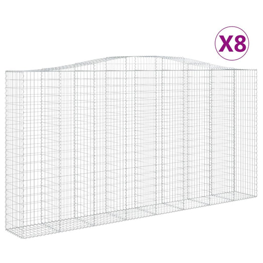 vidaXL Συρματοκιβώτια Τοξωτά 8 τεμ. 400x50x200/220 εκ. Γαλβαν. Ατσάλι