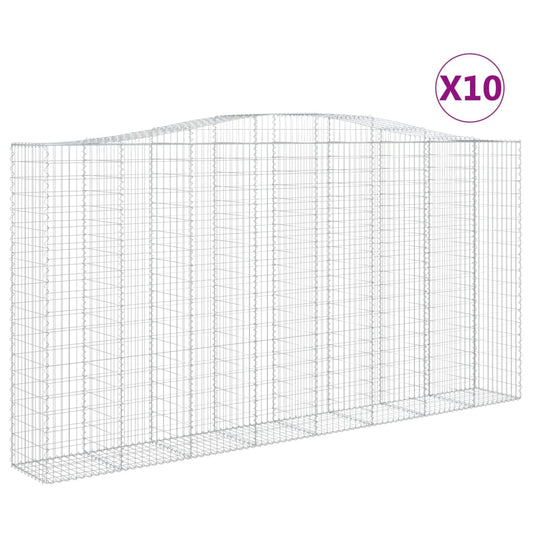 vidaXL Συρματοκιβώτια Τοξωτά 10 τεμ. 400x50x200/220 εκ. Γαλβαν. Ατσάλι