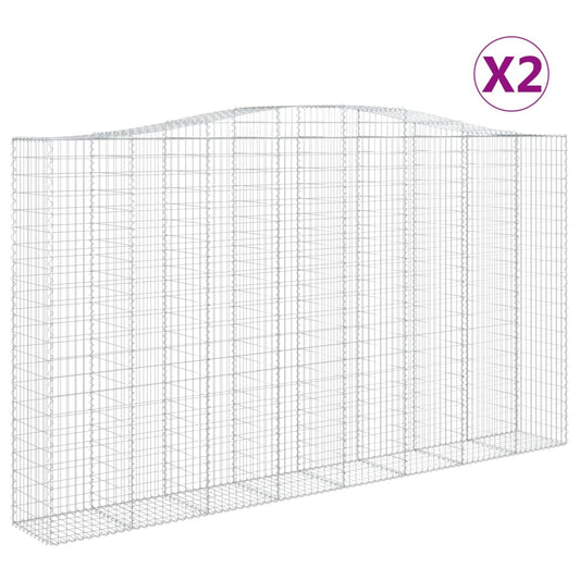 vidaXL Συρματοκιβώτια Τοξωτά 2 τεμ. 400x50x220/240 εκ. Γαλβαν. Ατσάλι