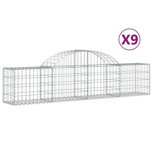 vidaXL Συρματοκιβώτια Τοξωτά 9 τεμ. 200x30x40/60 εκ. Γαλβαν. Ατσάλι