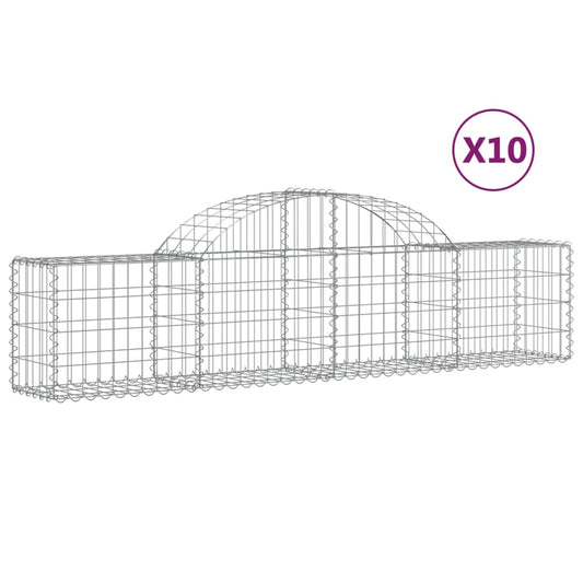 vidaXL Συρματοκιβώτια Τοξωτά 10 τεμ. 200x30x40/60 εκ. Γαλβαν. Ατσάλι