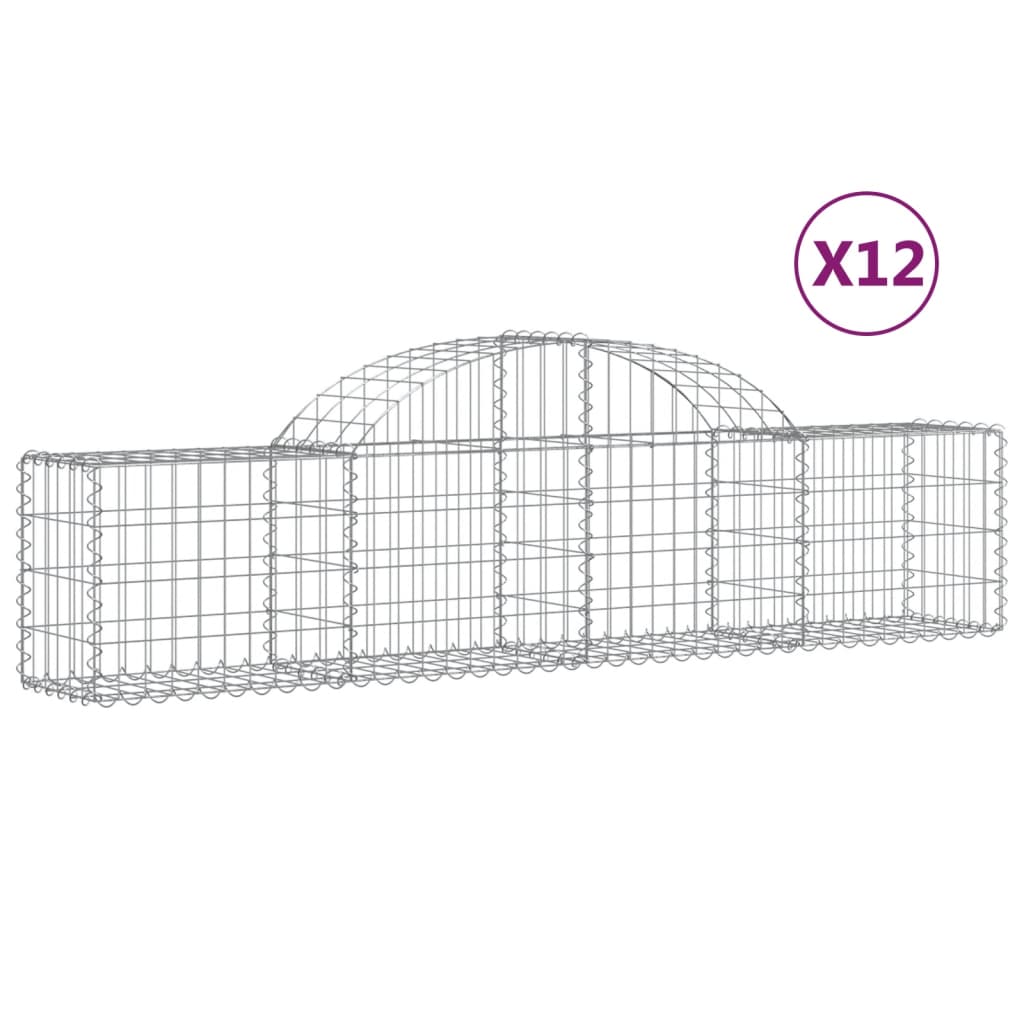 vidaXL Συρματοκιβώτια Τοξωτά 12 τεμ. 200x30x40/60 εκ. Γαλβαν. Ατσάλι